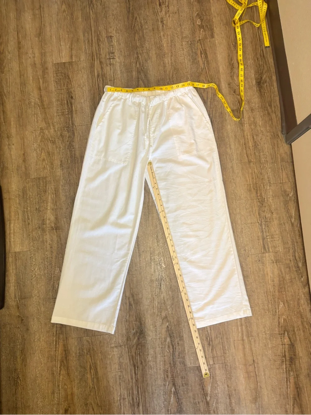 Calvin Klein white Elastic Waist Linen-Cotton Pants - Picture 5 of 6